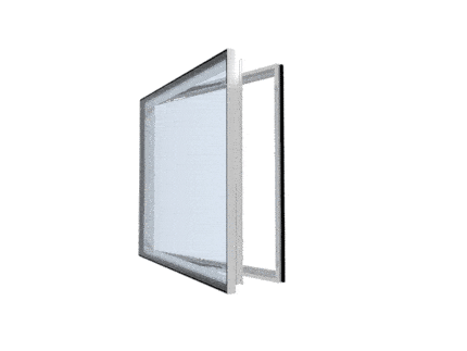 A bay window on a white background.